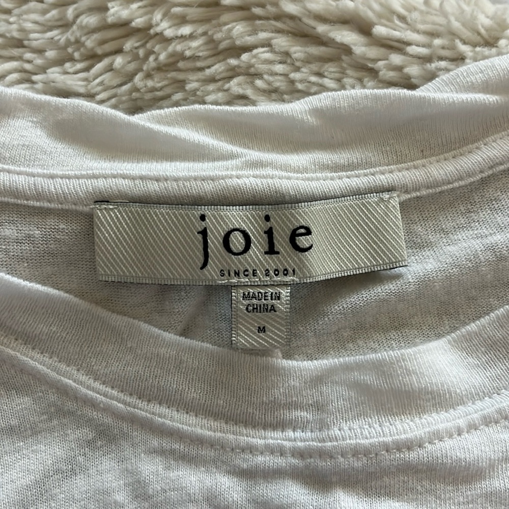 Joie Puff Sleeve Short Sleeve White T-Shirt Blouse - Picture 4 of 5